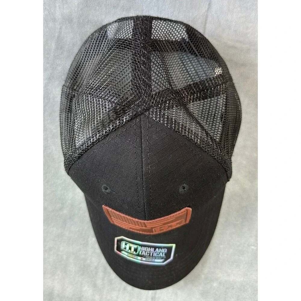 HIGHLAND‎ TACTICAL Operator Mesh Snap Back Trucker Hat Army USA Black Patch Flag